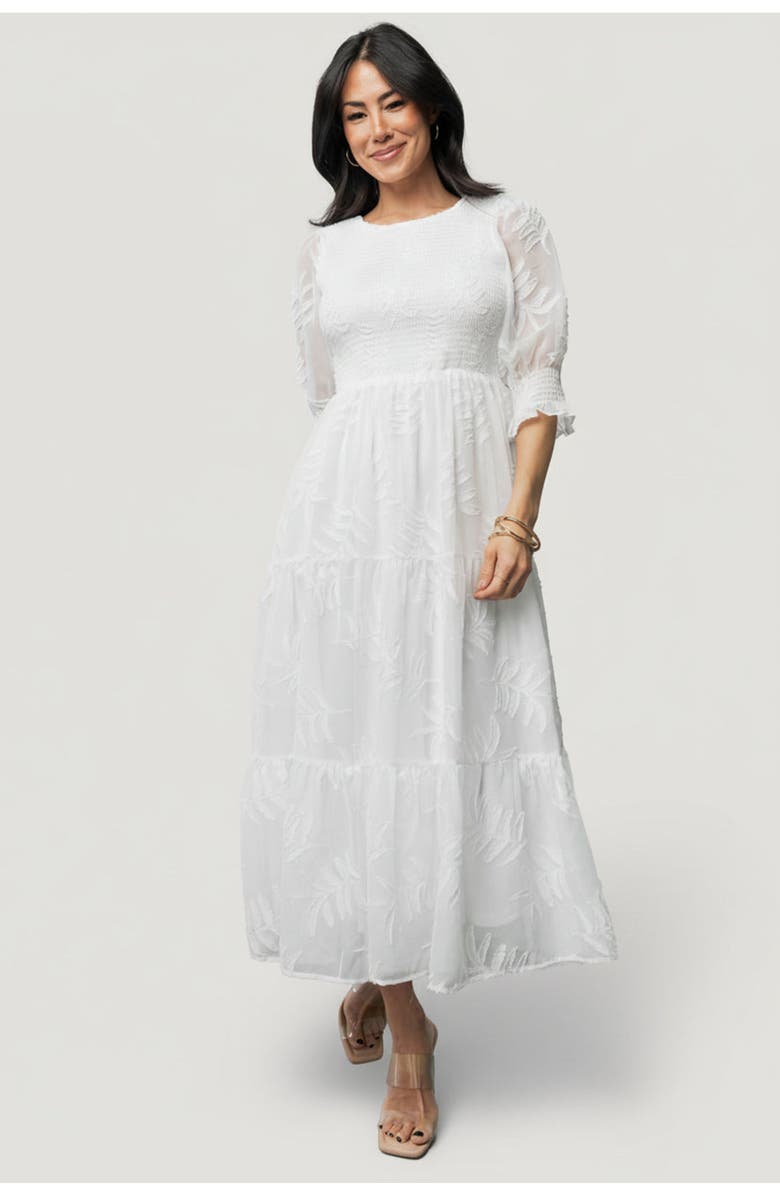 Baltic Børn Nellie Smocked Midi Dress, Main, color, Off White