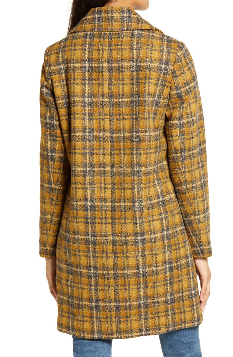 Sam Edelman Notch Collar Plaid Coat, Alternate, color,
