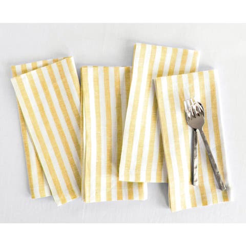 Linen Dinner Napkins - Amalfi Stripe, 20" x 20" Inch
