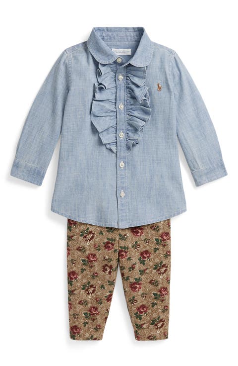 Kids' 2-Piece Chambray Shirt & Leggings Set