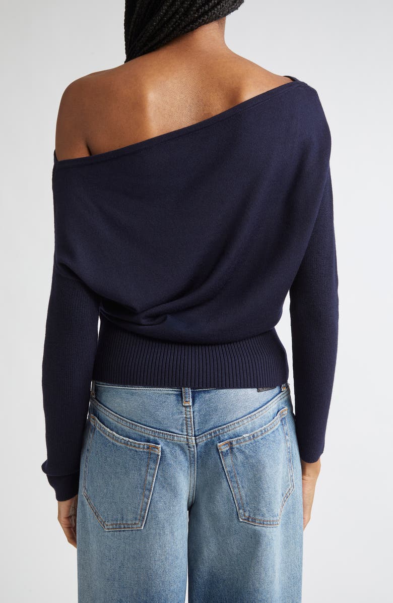 Ramy Brook Chance Wool Off the Shoulder Sweater, Alternate, color, Navy