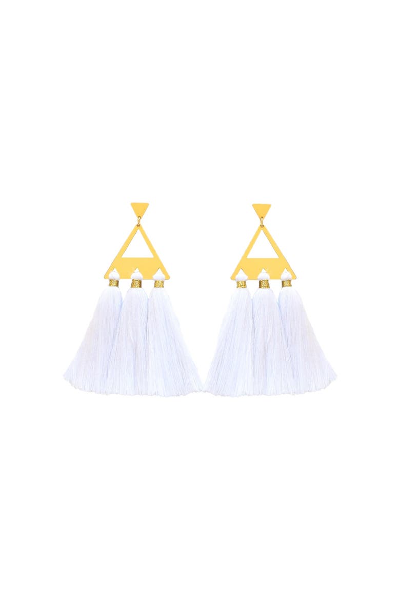 Trío Tassel Earring, Main, color, White