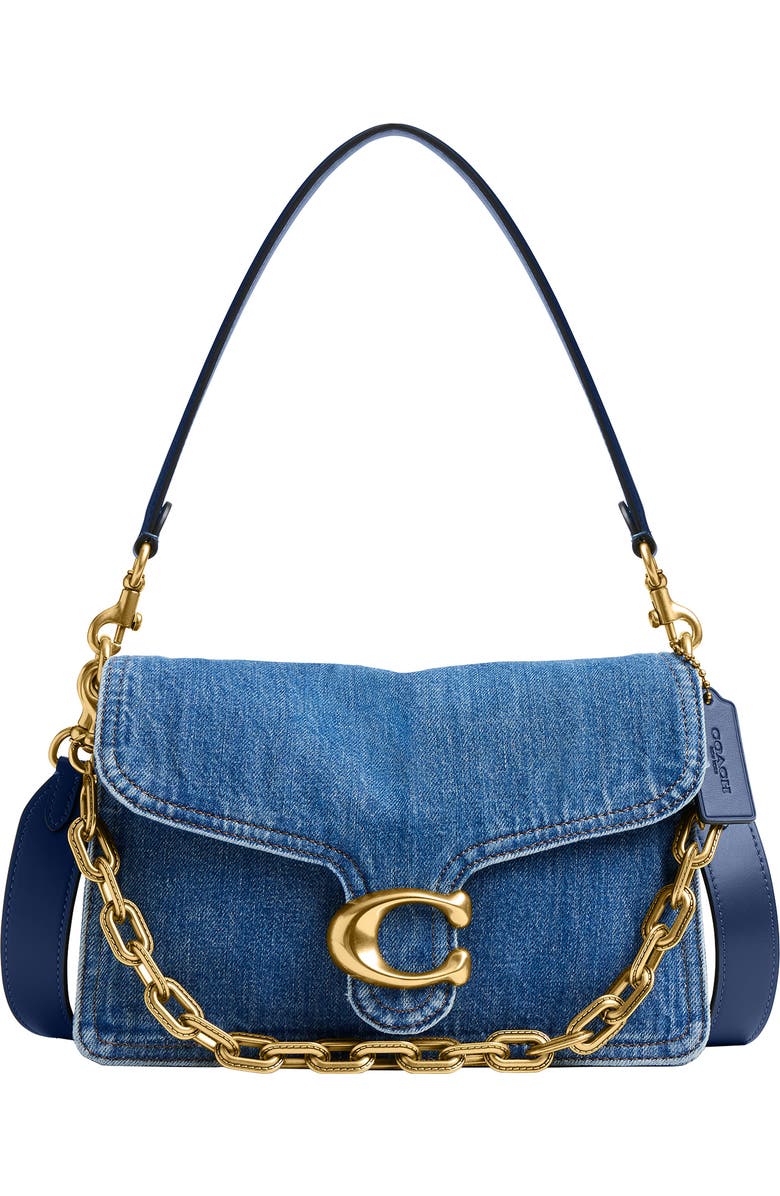 COACH Chain Tabby Denim Shoulder Bag, Main, color,