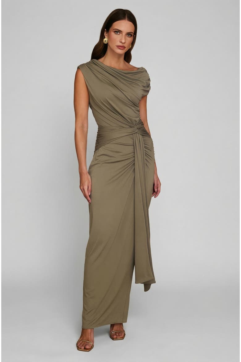 Knot Detail Maxi Dress, Main, color, Green