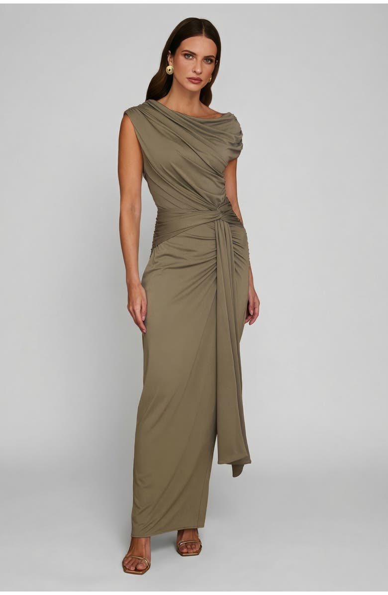 Six Stories Knot Detail Maxi Dress, Main, color, Green