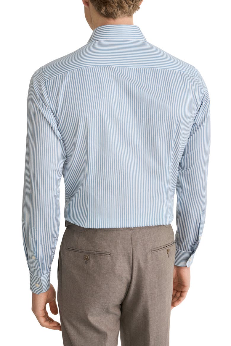 Contemporary Fit Light Green Stripe Signature Cotton Twill Dress Shirt, Alternate, color, LIGHT GREEN