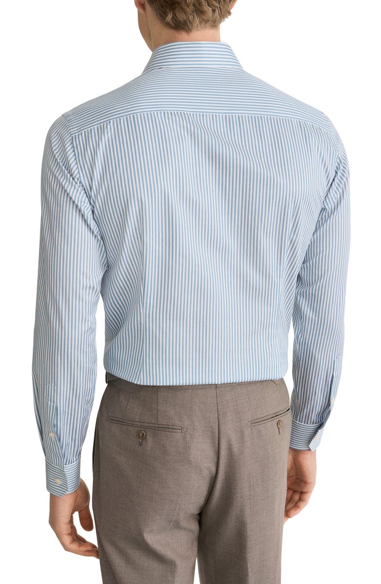 Eton Contemporary Fit Light Green Stripe Signature Cotton Twill Dress Shirt, Alternate, color, Light Green