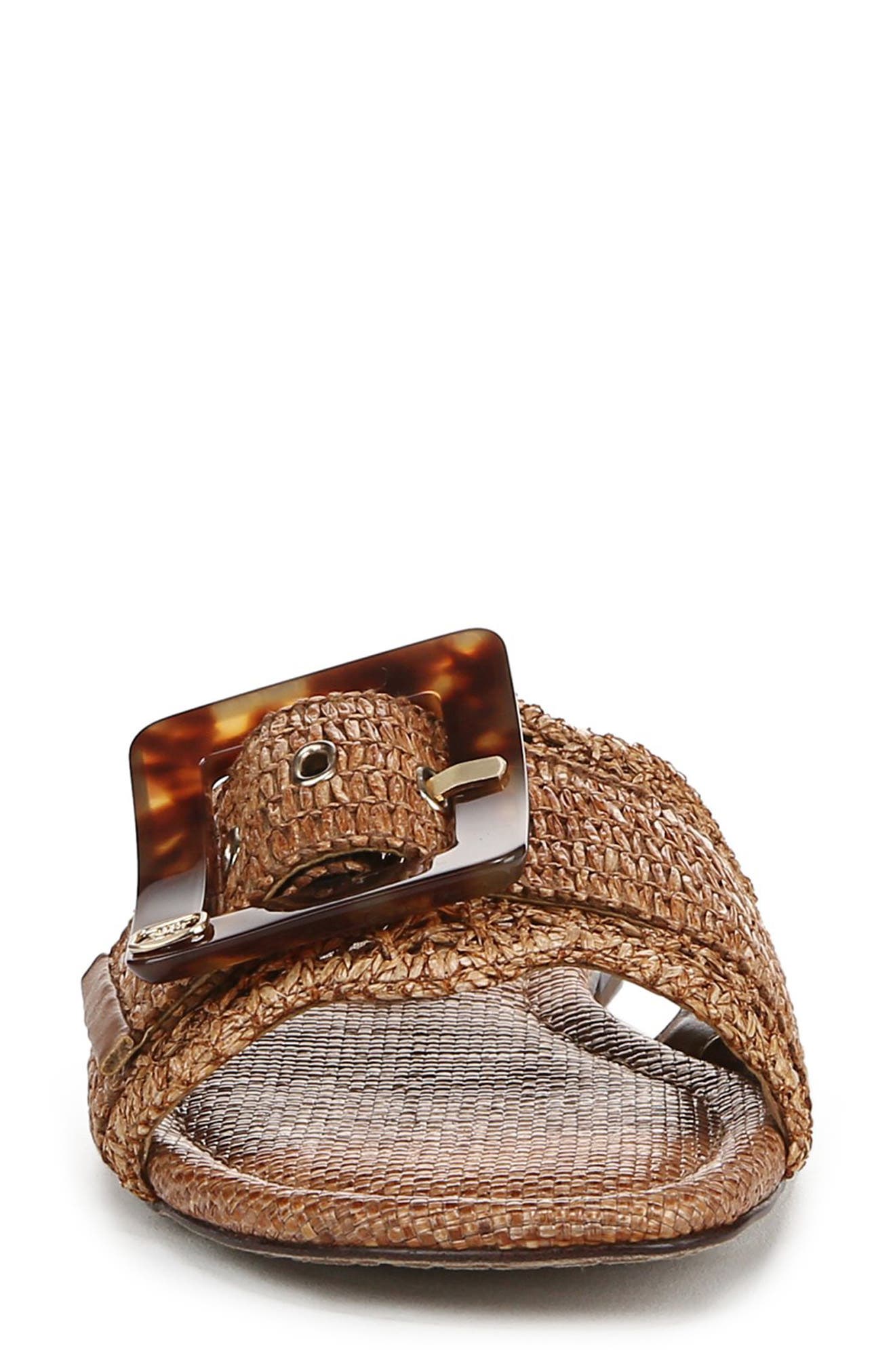 Sam Edelman Bambi Raffia Buckle Slide Sandal, Alternate, color, Cuoio