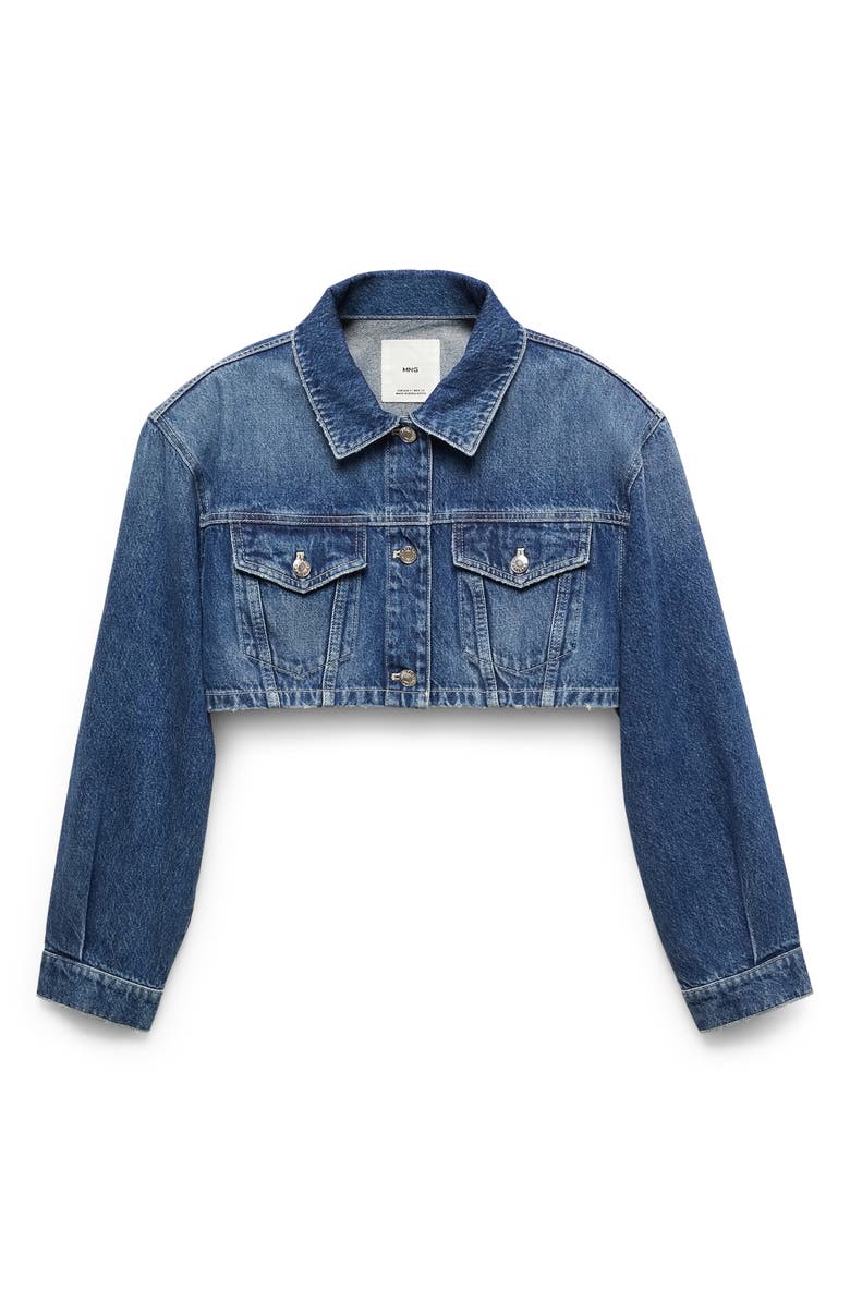 MANGO Crop Denim Jacket, Alternate, color, 