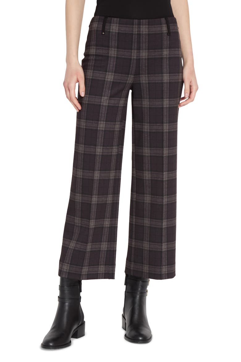 Livia Jacquard Crop Wide Leg Ponte Pants, Main, color, CHICAGO PLAID
