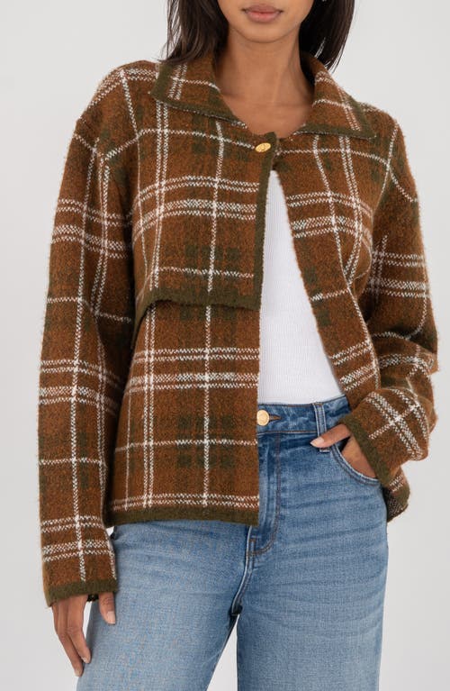 Kut From The Kloth Gemma Plaid Sweater Jacket In Brown