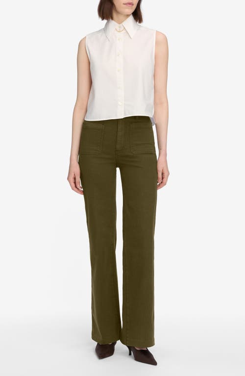 Frame Le Slim Palazzo Bardot Pocket Jeans In Green