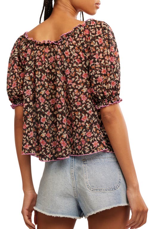 Free People Astra Floral Print Top In Black Combo