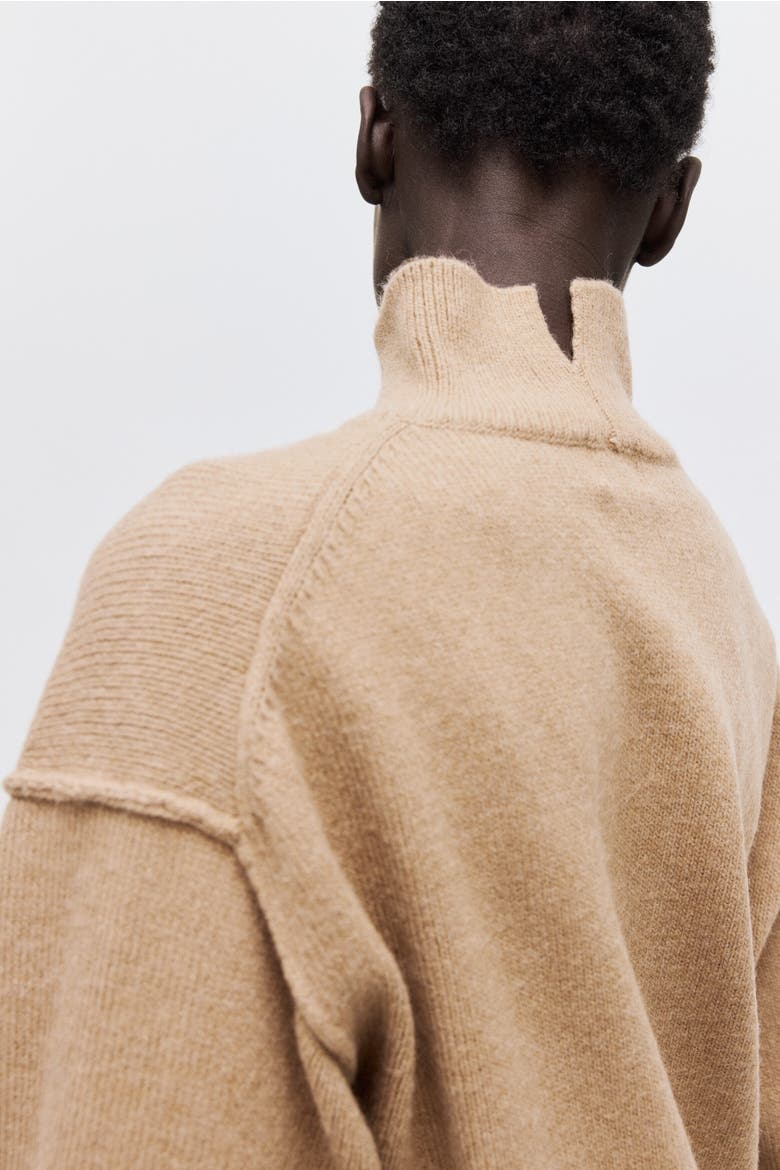Seam-detail Turtleneck Jumper, Alternate, color, Dark beige