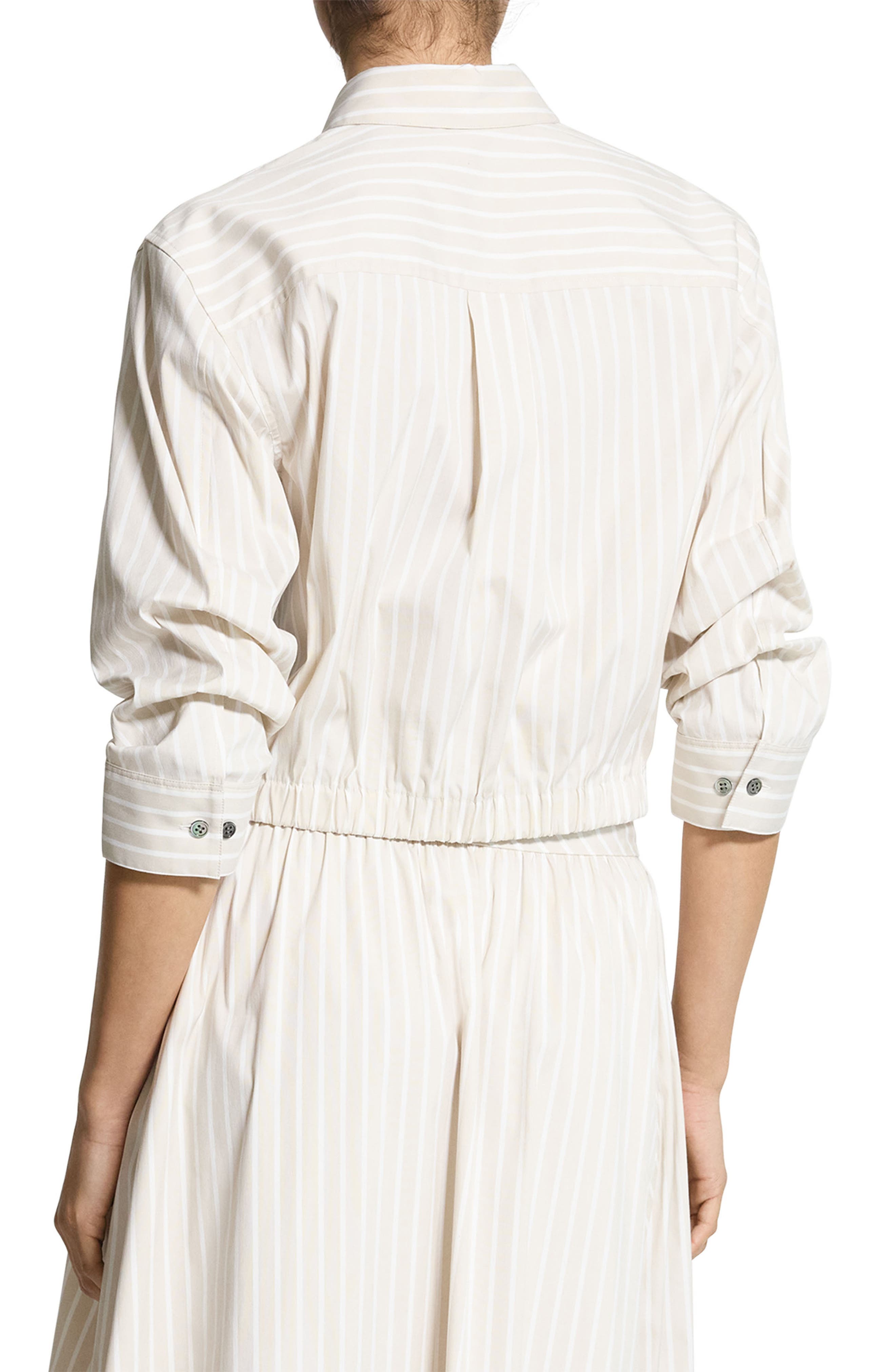 Stripe Fixed Sleeve Cotton Blend Button-Up Shirt - image 2