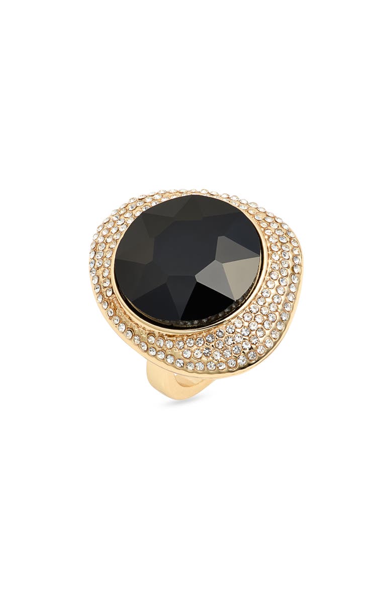Pav	 Faceted Crystal Ring, Main, color, CLEAR- BLACK- GOLD