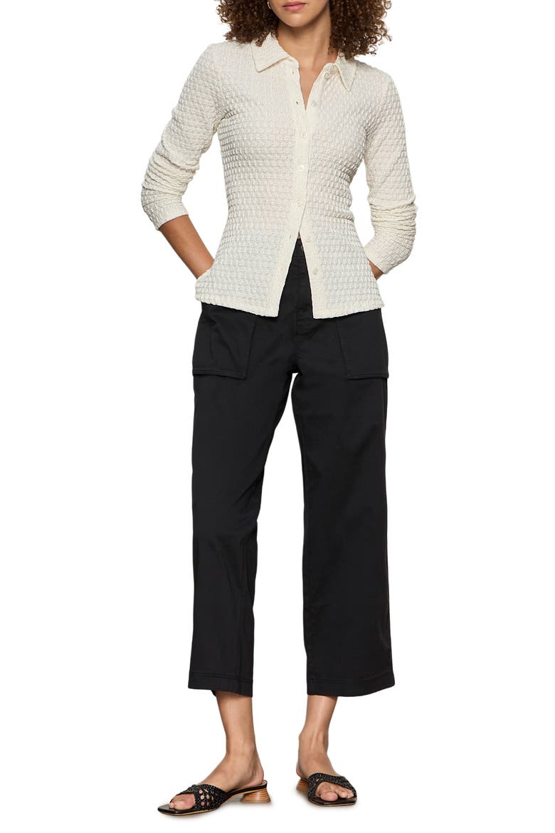 Dreamer Textured Bubble Knit Button-Up Shirt, Alternate, color, CHALK WHITE