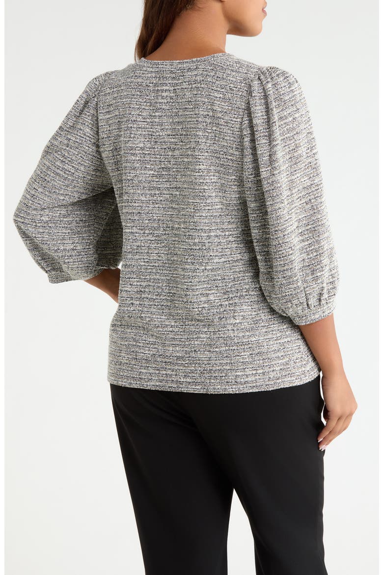 Balloon Sleeve Boucle Knit Top, Alternate, color, ANNE BLACK/ WHITE DOVE