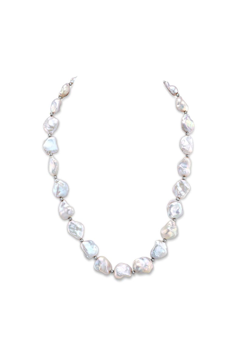 White Freshwater Cultured Keshi Pearl Amara Necklace for Women, Main, color, Sterling Silver