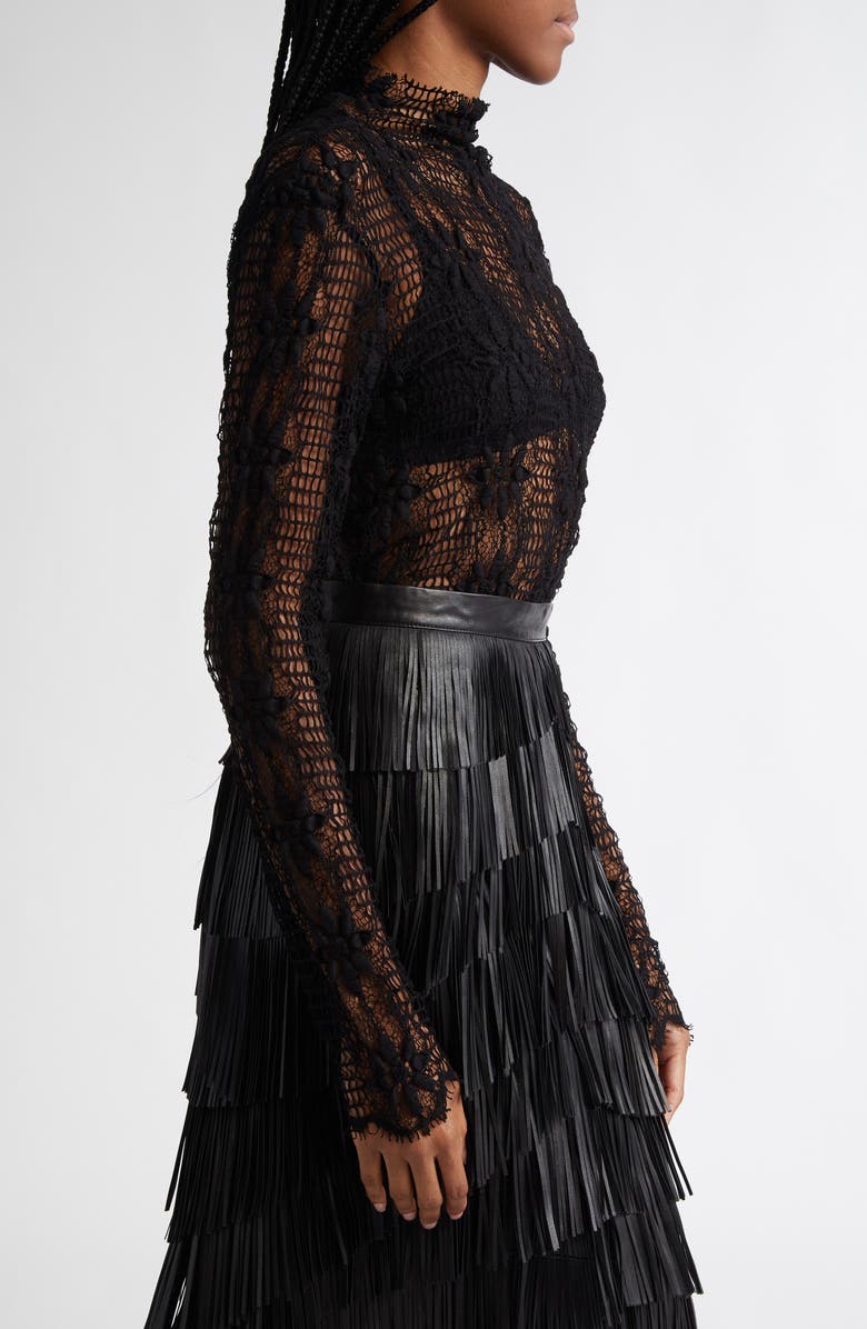 Ulla Johnson Amal Floral Lace Mock Neck Top, Alternate, color, Noir