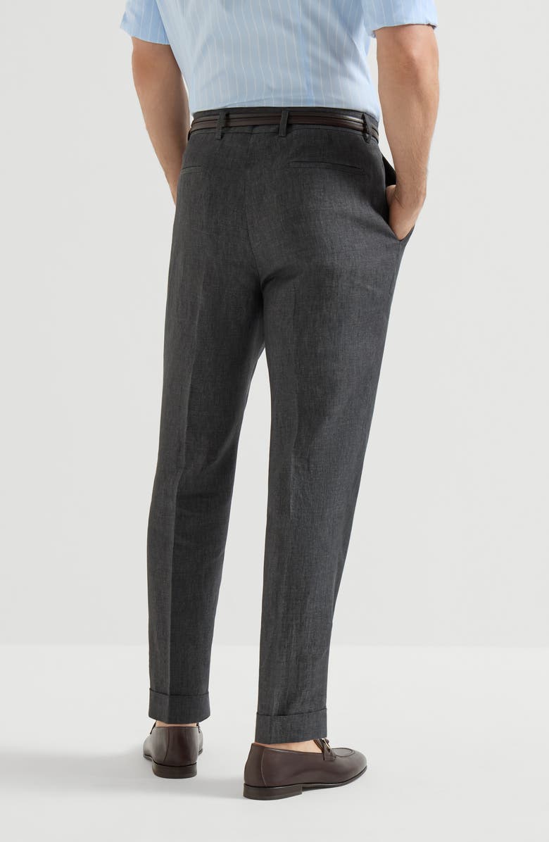 Brunello Cucinelli Délavé linen trousers, Alternate, color, Anthracite