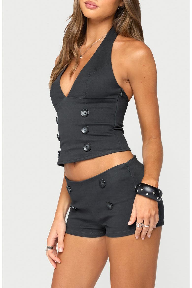 Leala Button Halter Top, Alternate, color, DARK-GRAY