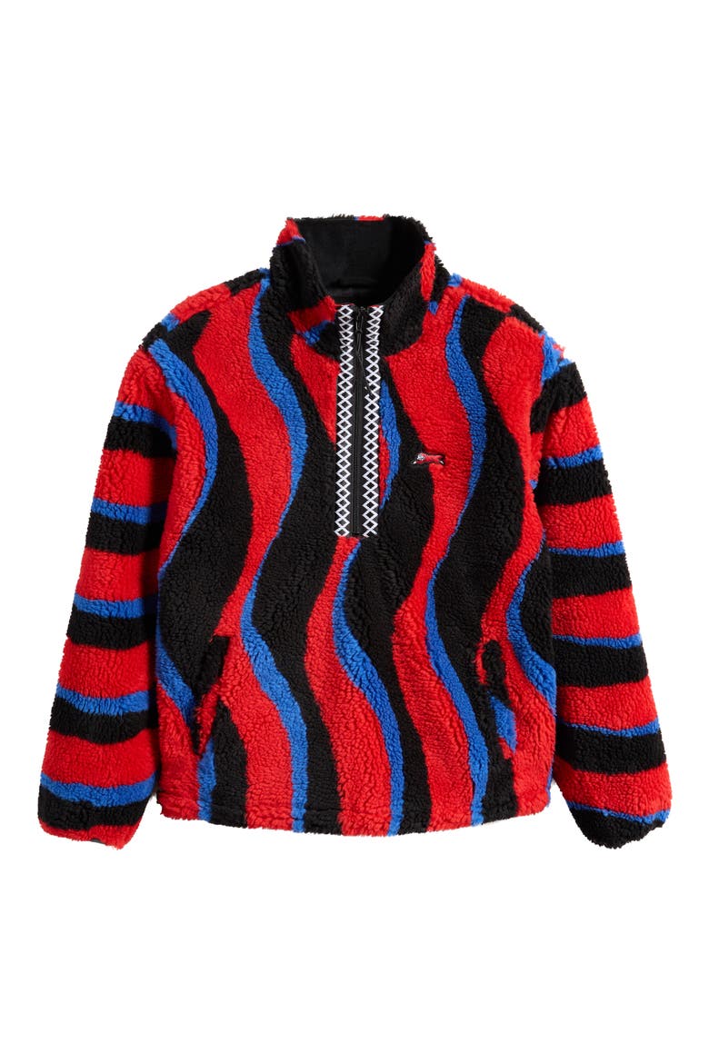 Swirl Stripe Fleece Half Zip Pullover, Alternate, color, TURKISH TEA