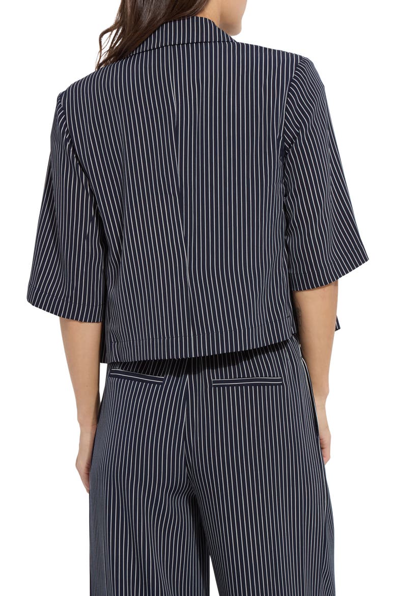 Clarette Stripe Elbow Sleeve Crop Jacket, Alternate, color, MARINE PINSTRIPE