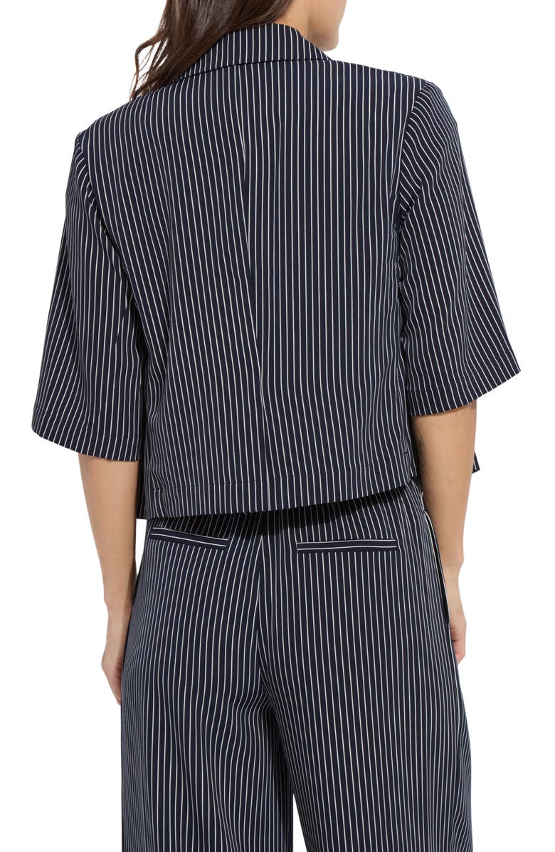 Lysse Clarette Stripe Elbow Sleeve Crop Jacket, Alternate, color, Marine Pinstripe
