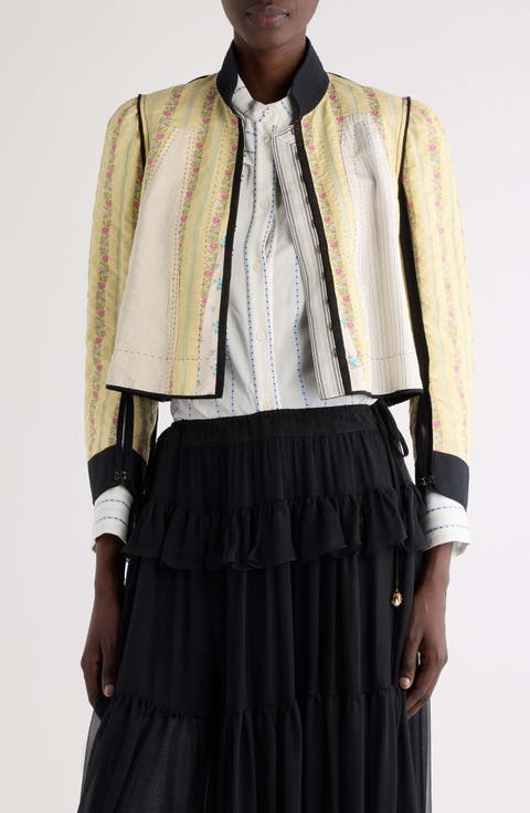 Floral Linen & Cotton Jacquard Patchwork Jacket