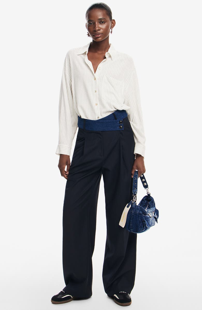 Desigual Garona Crossover Waist Wide Leg Pants, Alternate, color, 