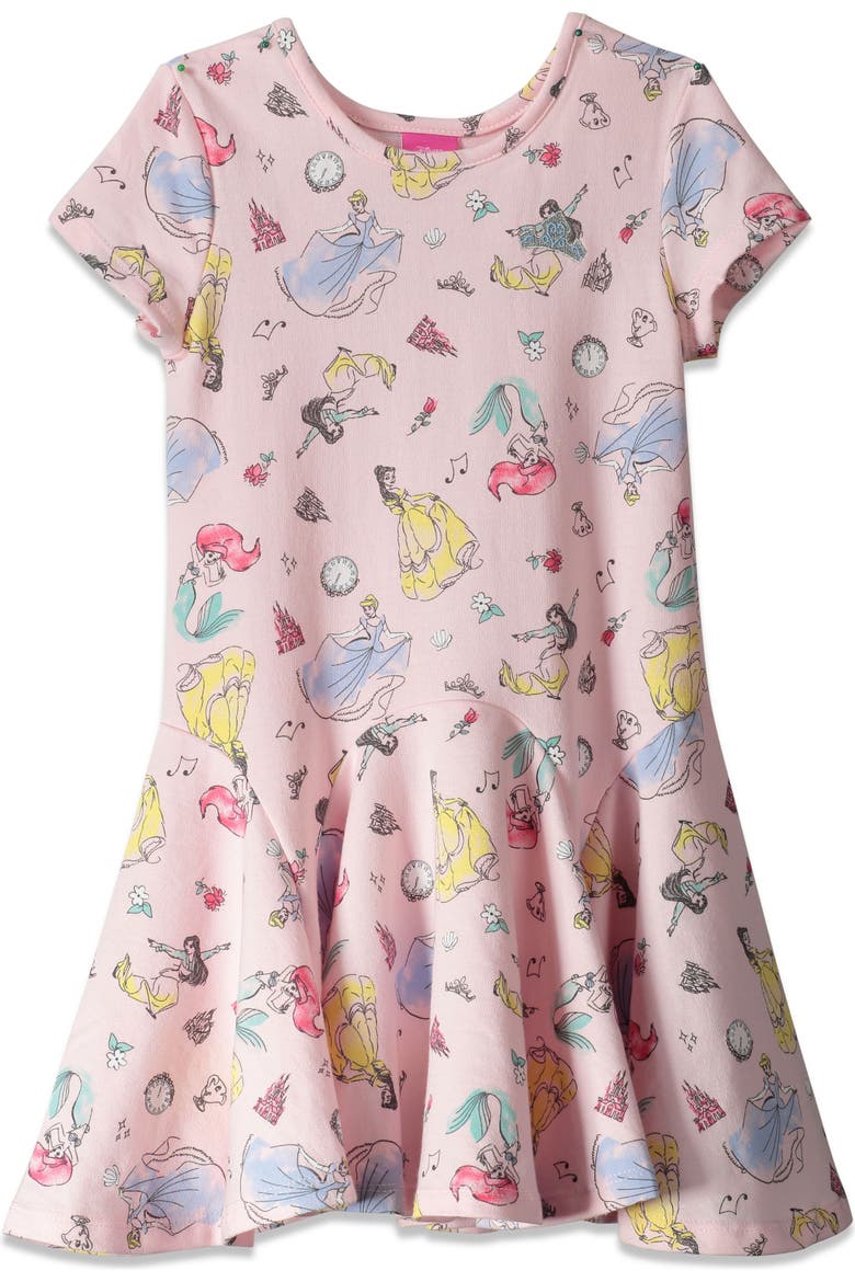 Princess Short Sleeve Skater Dress, Main, color, Princess Pink