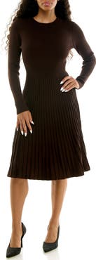 Nina Leonard Ribbed Long Sleeve Sweater Dress