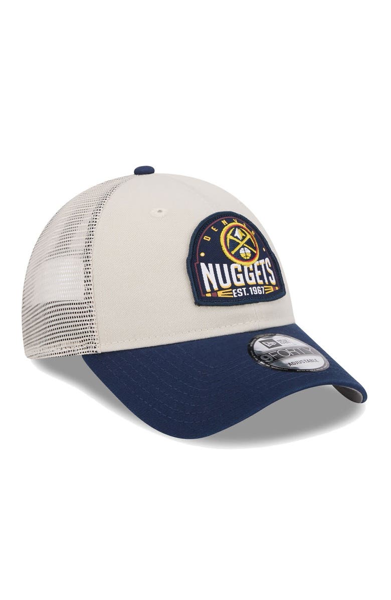 New Era Men's New Era Khaki/Navy Denver Nuggets Throwback Patch Trucker 9FORTY Adjustable Hat, Alternate, color, 
