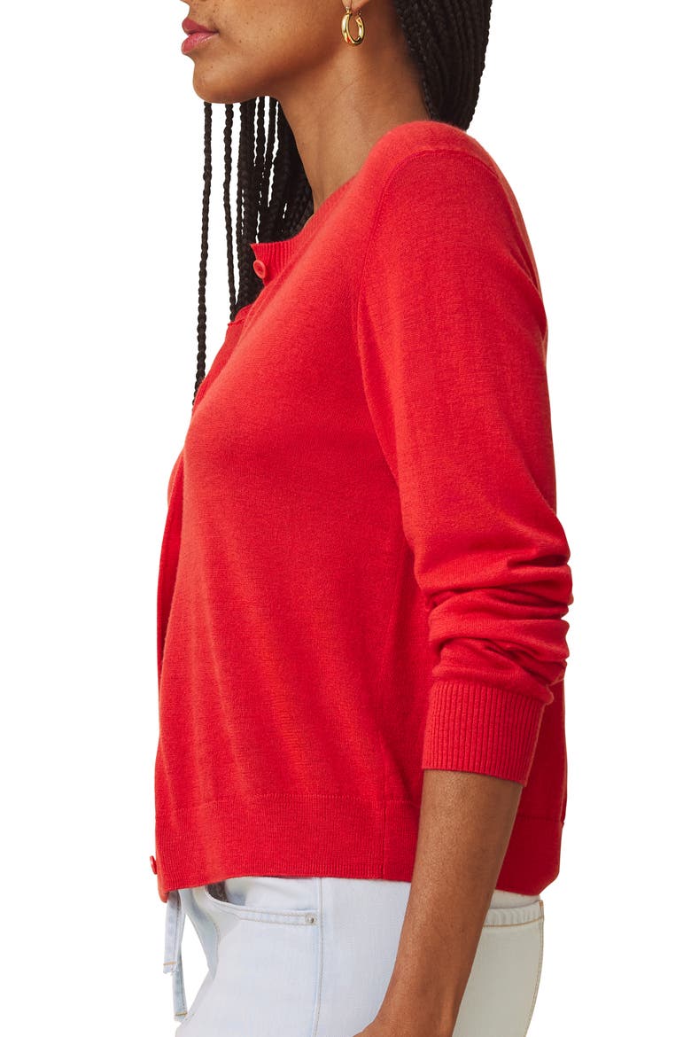 Erica Crewneck Button Front Cardigan, Alternate, color, FIREWORK