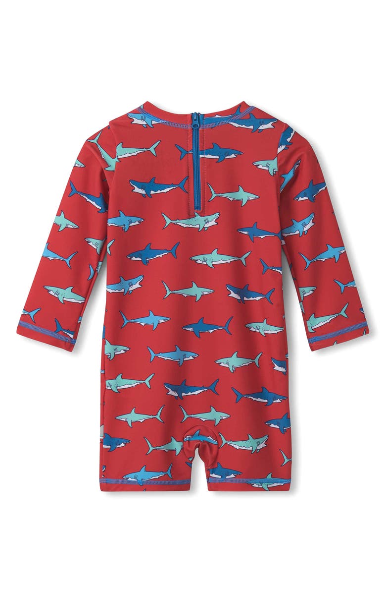 Hatley Hungry Sharks Long Sleeve One-Piece Rashguard Swimsuit, Alternate, color, 