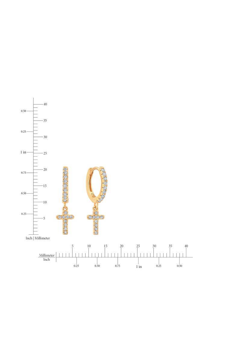 Pavé Cross Huggie Hoop Earrings, Alternate, color, 18KYG/ CLEAR STONE