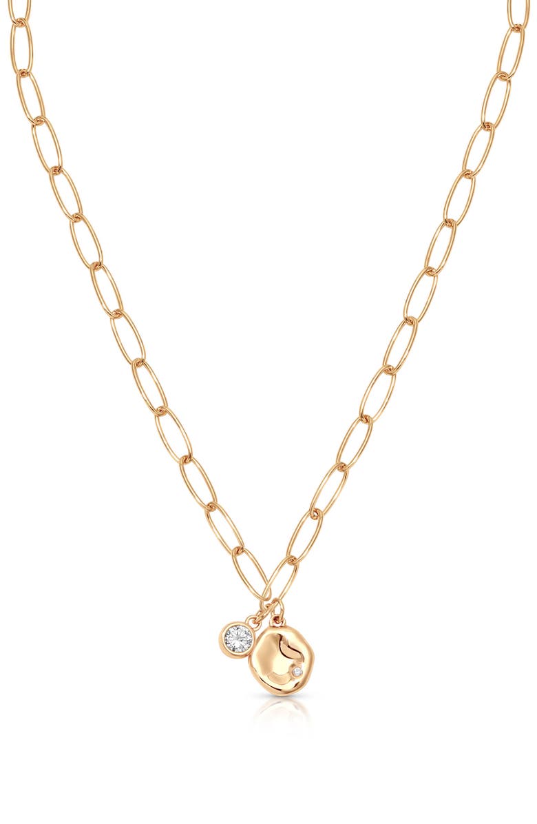 Ettika Double Charm Paperclip Chain Necklace, Alternate, color, Gold