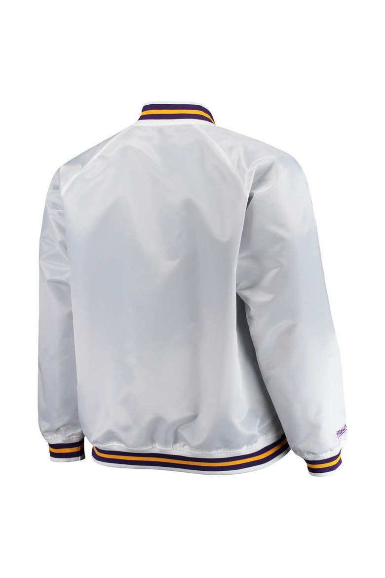 Men's Mitchell & Ness White Los Angeles Lakers Big & Tall Hardwood Classics Raglan Satin Full-Snap Jacket, Alternate, color, White