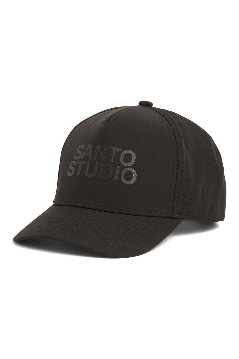 Logo 5-Panel Performance Baseball Hat, Main, color, BLACK