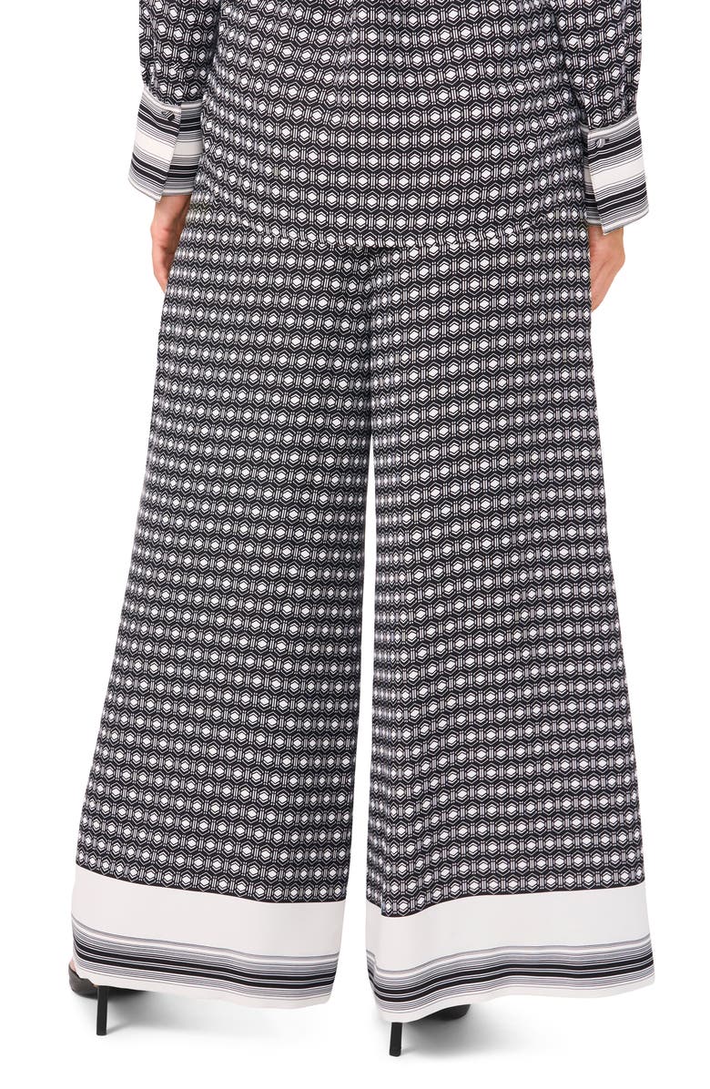 Vince Camuto Geo & Border Print Wide Leg Pants, Alternate, color, Rich Black