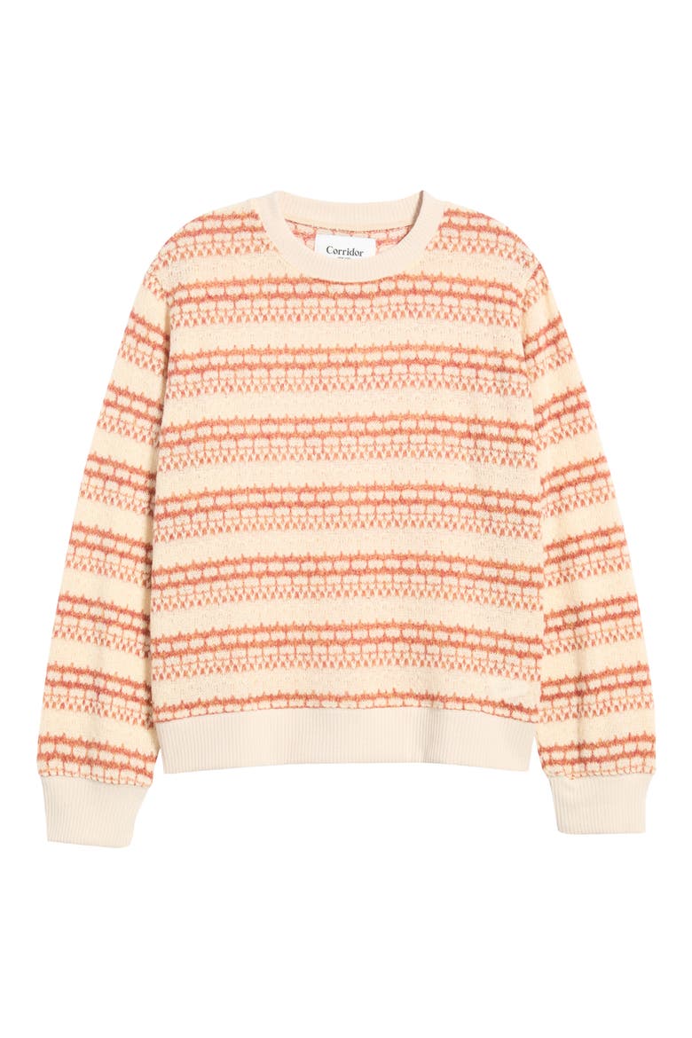Pointelle Striped Crewneck Sweater, Main, color, NATURAL
