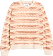 Corridor Pointelle Striped Crewneck Sweater