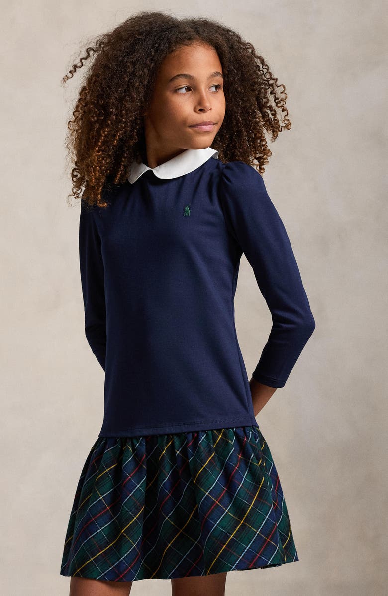 Polo Ralph Lauren Kids' Long Sleeve Ponte Roma Dress, Alternate, color, Navy