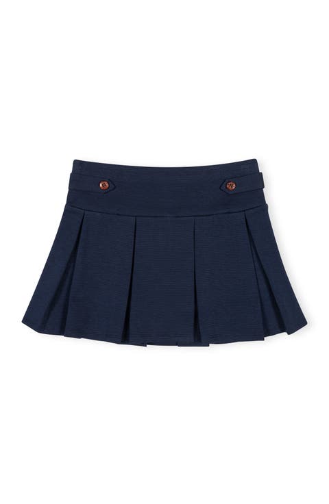 Kids' Ponte Pleated Button Tab Skort