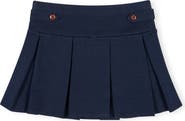 Hope & Henry Kids' Ponte Pleated Button Tab Skort