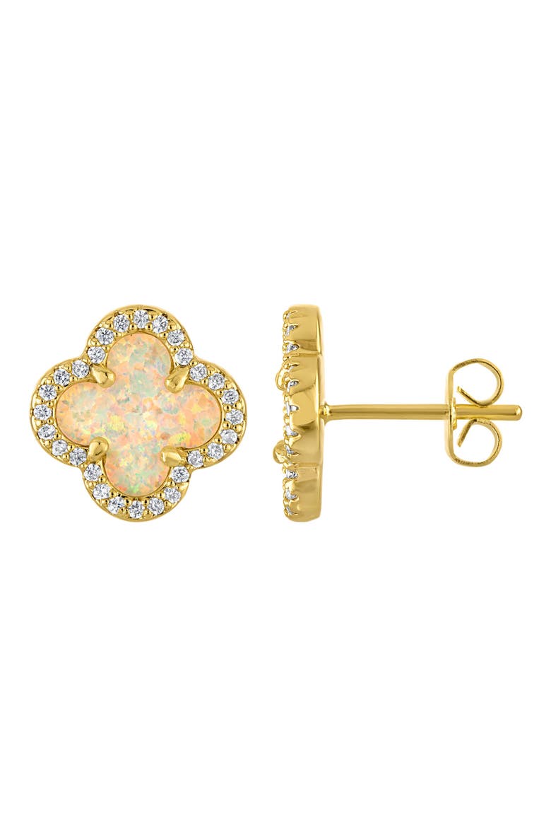 Mother-of-Pearl Clover Stud Earrings, Main, color, GOLD