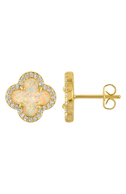 Mother-of-Pearl Clover Stud Earrings