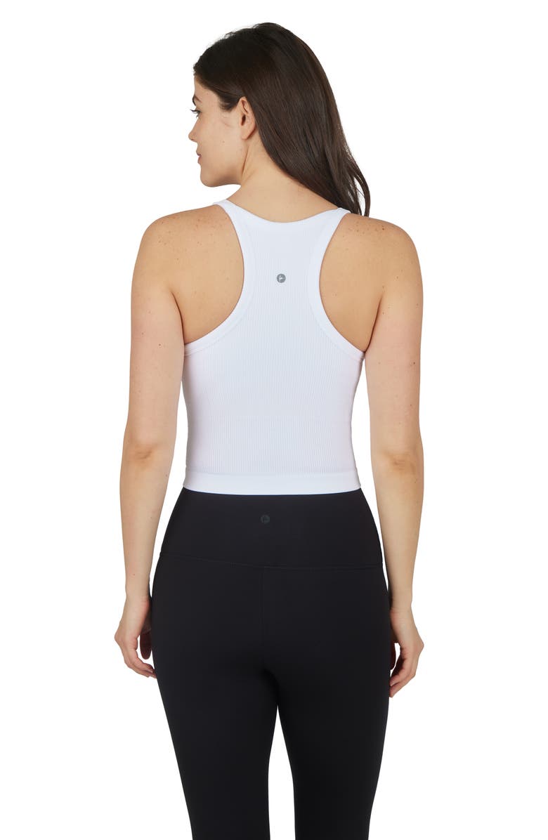 90 DEGREE BY REFLEX Ribbed Seamless Lucia Tank Top, Alternate, color, Pageant Blue/ White