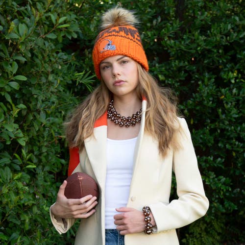Lele Sadoughi Orange Browns Nfl Beanie With Faux Fur Pom Pom In Orange